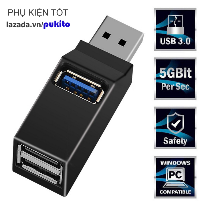 Hub chia 3 cổng usb 3.0 truyền dữ liệu tốc độ cao 5gbps chuyển đổi đa năng tiện dụng