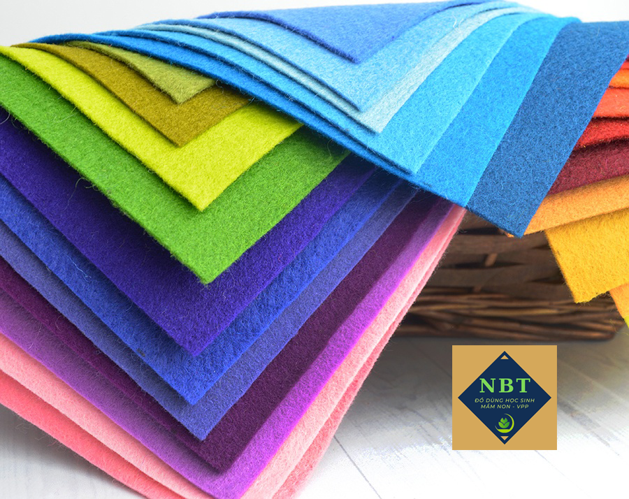 Vải nỉ cứng mầm non ( dạ cứng ) khổ 90x90 cm ( giá sỉ) làm đồ handmade, làm móc khoá, sách vải, đồ chơi, treo nôi