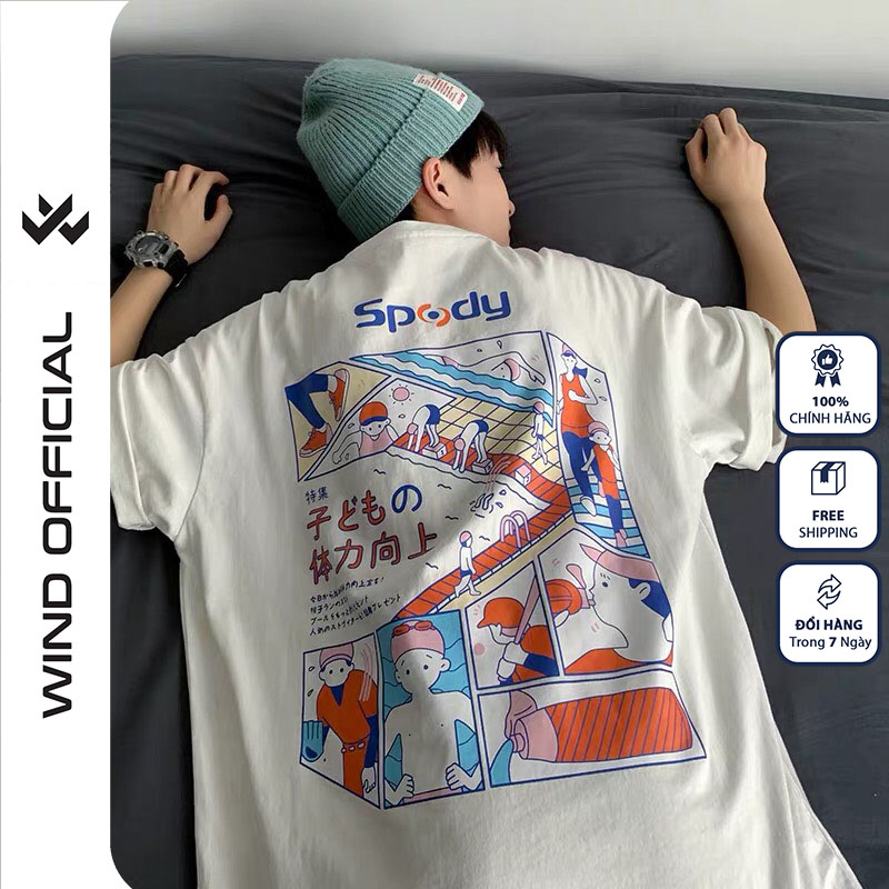 Áo phông nam nữ WIND tay lỡ dáng rộng Spody, thời trang nam nữ ulzzang oversize