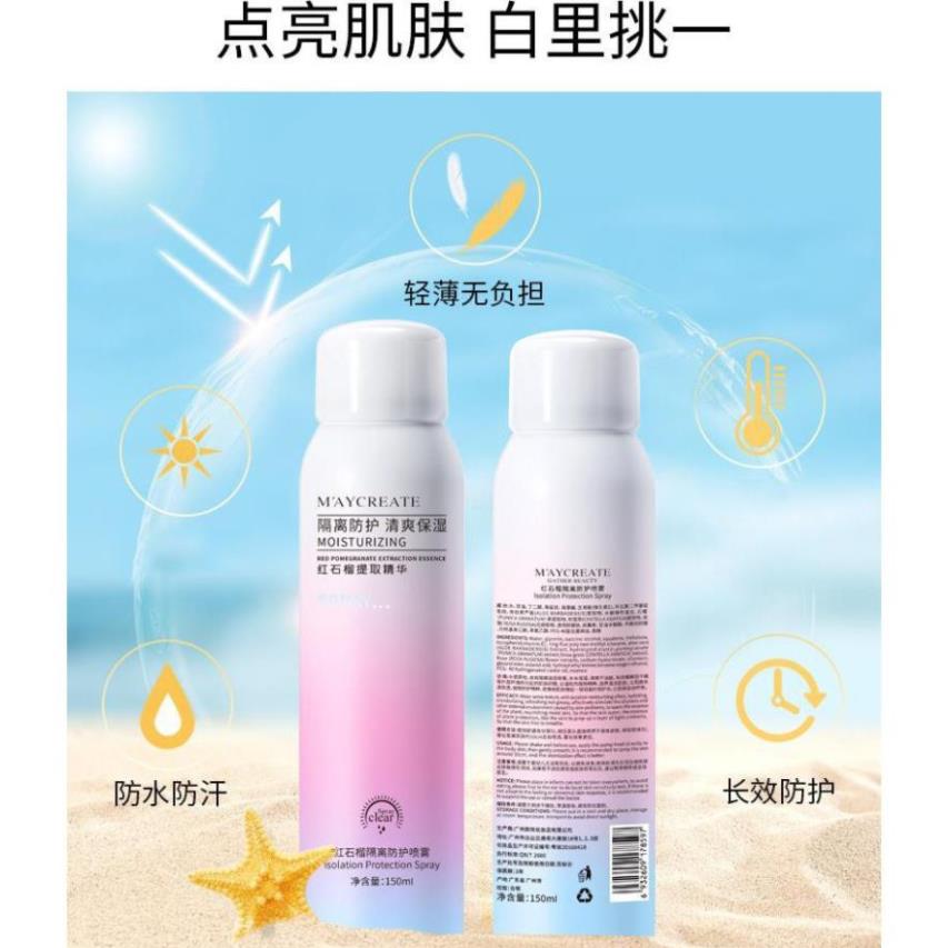 Chai Xịt Chống Nắng và Làm Trắng Da Maycreate 150ml chính hãng