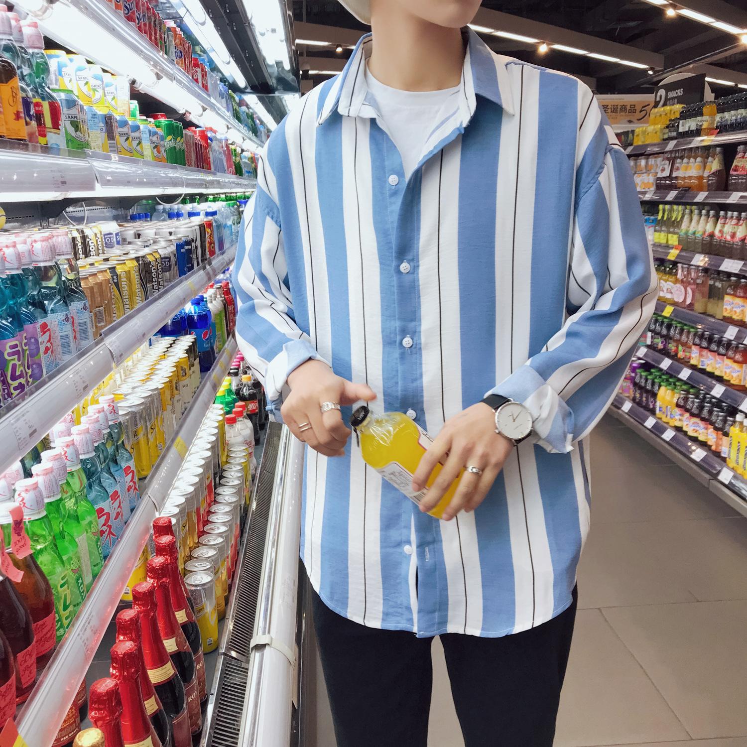 Men's Shirt, Long-Sleeved, Striped Pattern, Color Coordinated, Easy to Match, Japanese Style, Loose Fit, Suitable for Spring, Latest Model, High Quality Product. - 2