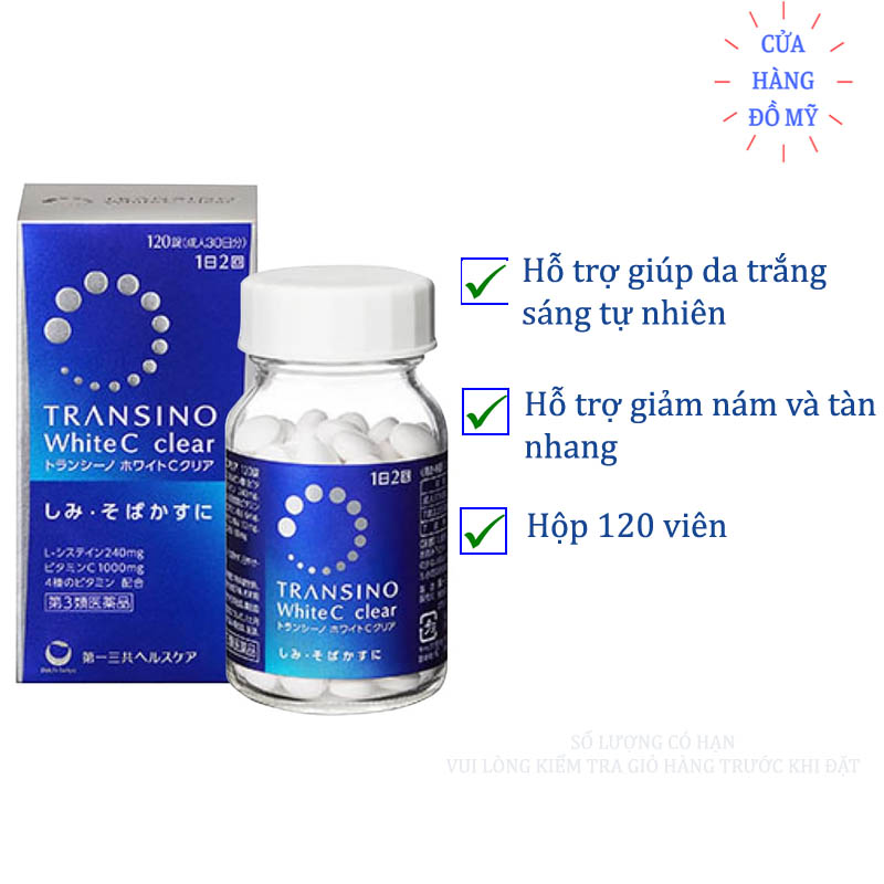 Viên uống transino whitec clear hỗ trợ trắng da cải thiện nám 120 viên - transino white c clear 120