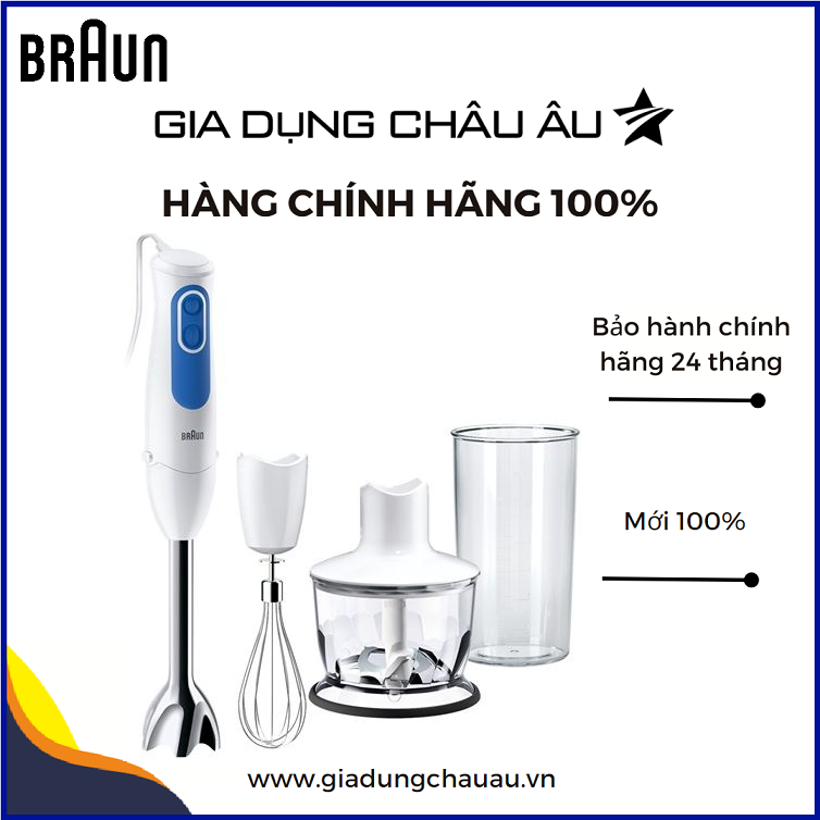 [CHÍNH HÃNG]Máy xay cầm tay Braun MQ3035 Sauce - Công suất 700 W - Hàng chính hãng - Bảo hành 1 đổi 1 trong vòng 24 tháng - Model có chức năng tương đương như MQ5235 MQ5035 nhưng công suất nhỏ hơn, sản xuất Châu Âu