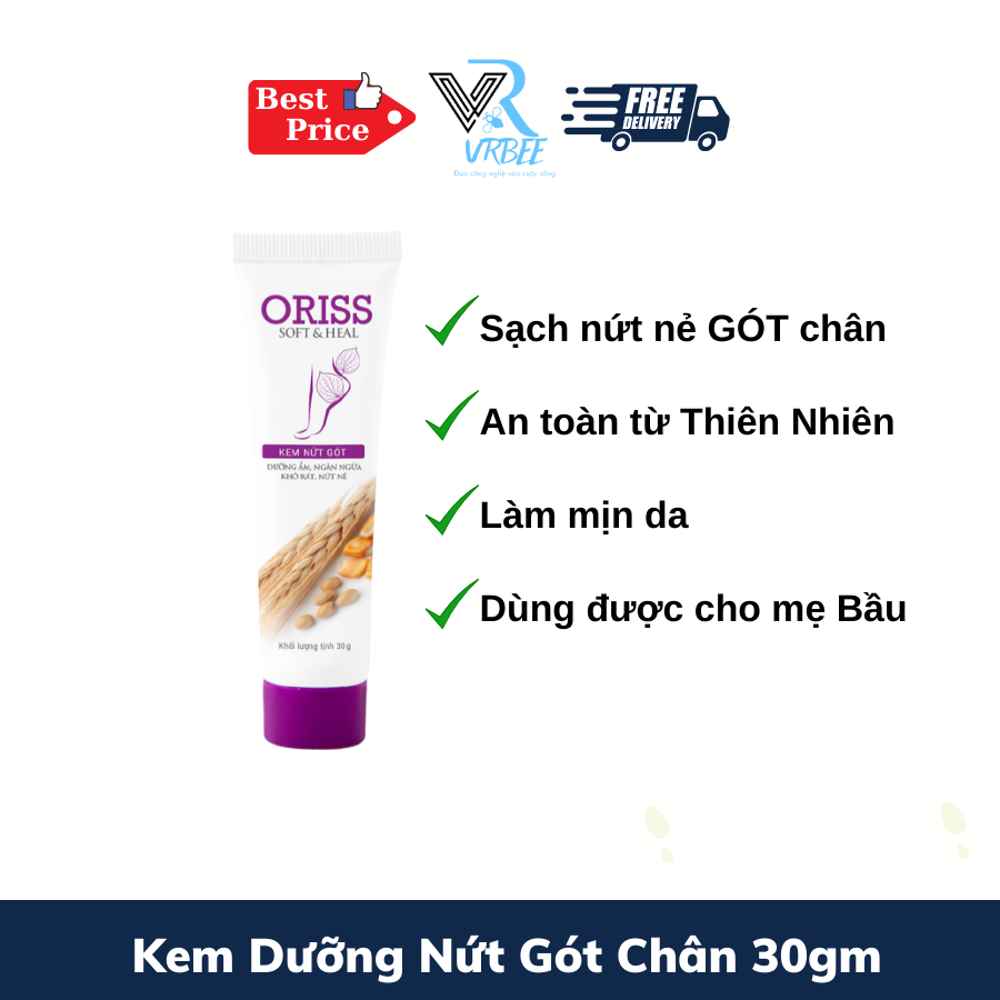 Kem nứt gót dưỡng ẩm, giảm đau, làm lành nhanh vùng nứt gót chân oriss - dưỡng ẩm vượt trội suốt 24h - tuýp 30g