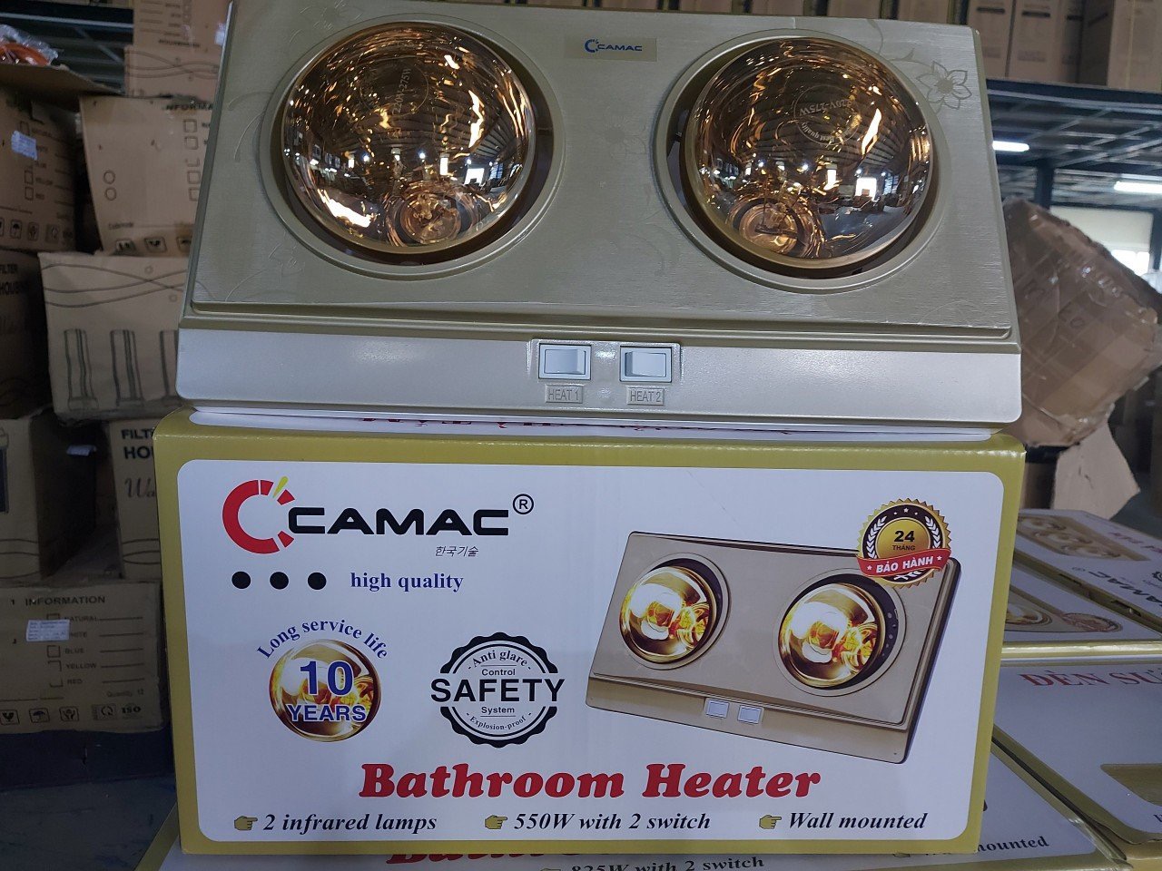 CM02 - Đèn Sưởi Nhà Tắm CAMAC,hàng Việt Nam bảo hành 24 tháng, 02 bóng đèn chống lóa mắt