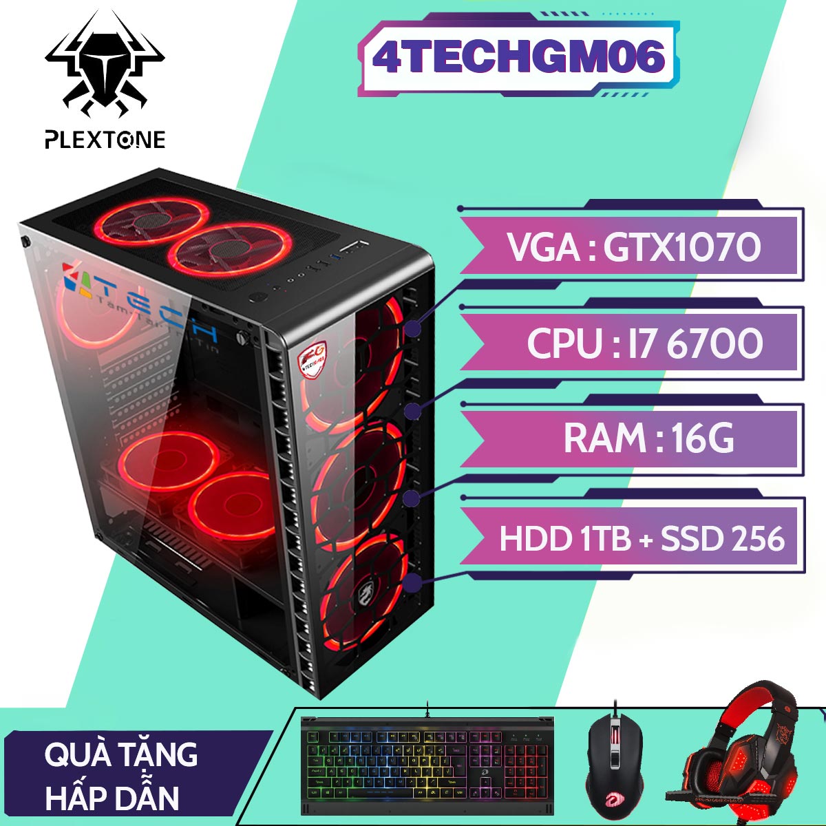 [Trả góp 0%]Máy tính chơi Game Vip nguyên bộ 4TechGM06 2021 đời mới kèm màn 24inch Full HD Case PC Desktop chiến mọi Game đòi cấu hình khủng chơi Maxsetting all Game phổ thông thiết kế đồ họa edit video làm youtube người live streamer