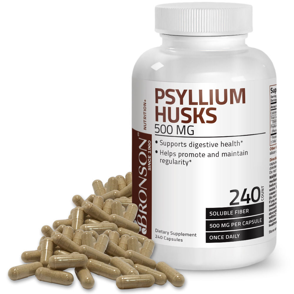 Organic psyllium husks 500mg - 240 viên mỹ- chống táo bón