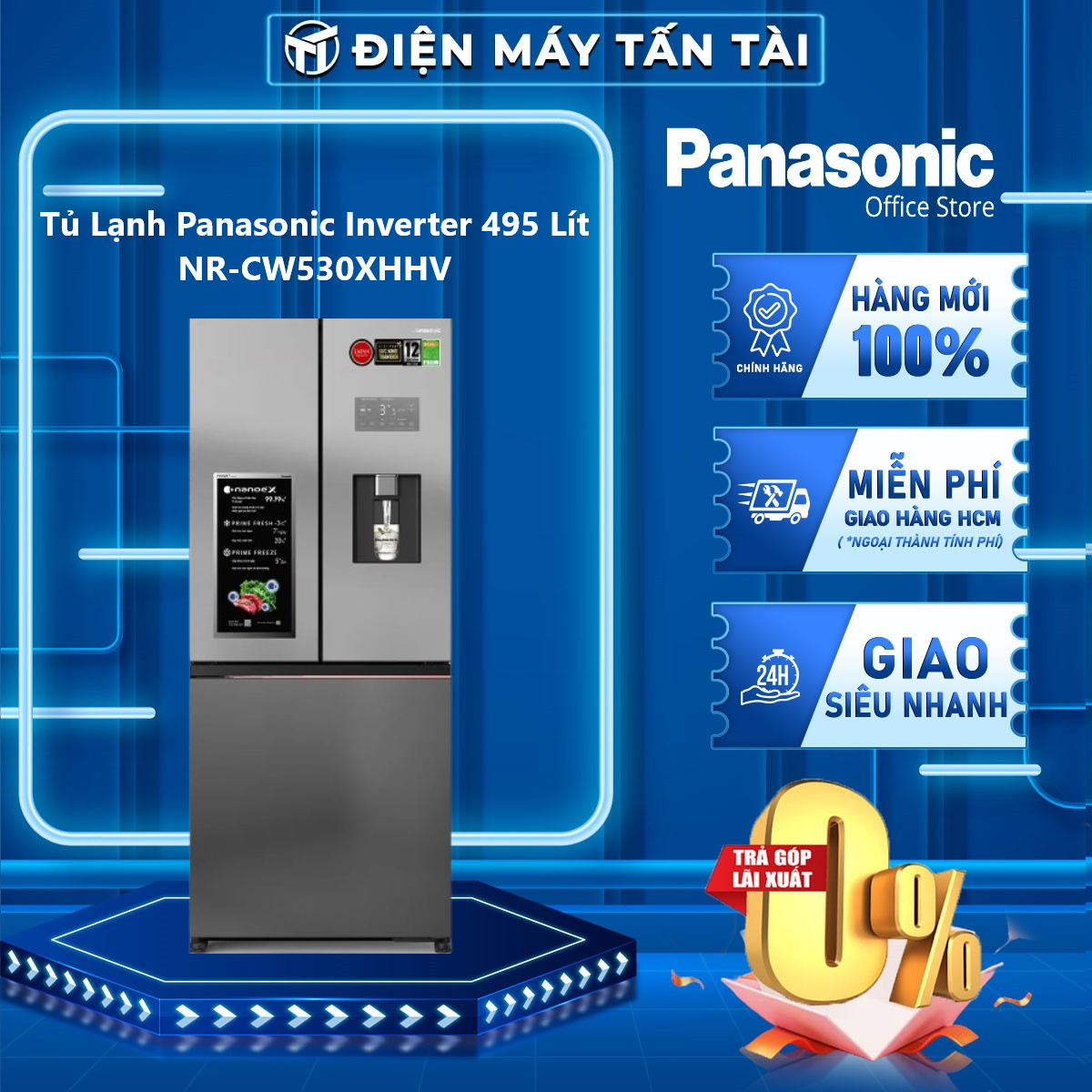 Tủ Lạnh Panasonic Inverter 495 Lít NR-CW530XHHV