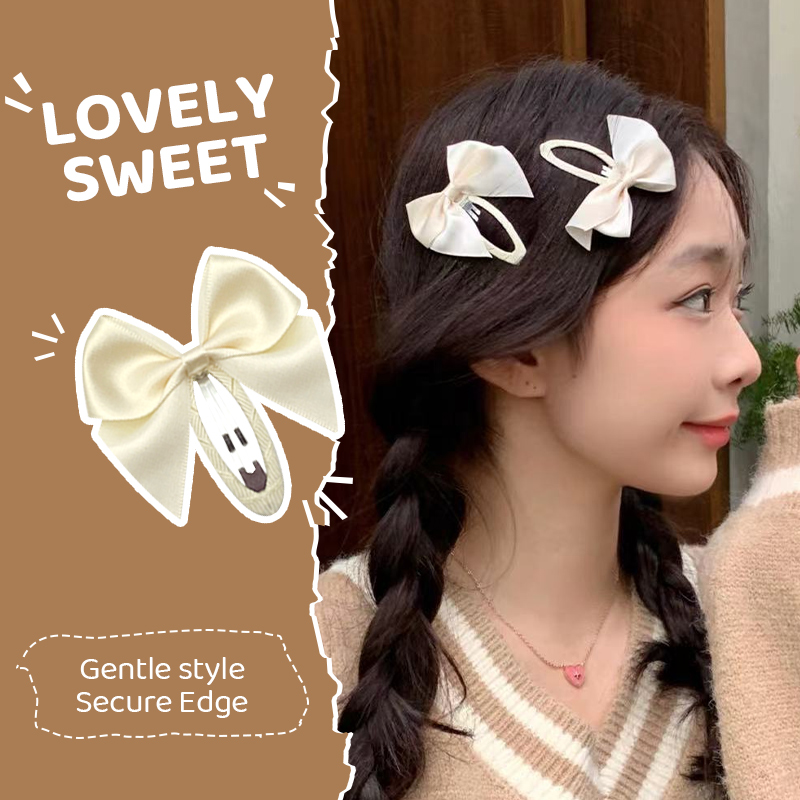 🔥 Nhẹ nhàng hình bầu dục đáng yêu Kẹp tóc ngọt ngào Kẹp bên Kẹp Bowknot Head đa năng YVETTERY