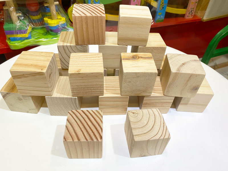 Khối gỗ lập phương lớn 5cm, khối vuông xếp chồng và làm đồ thủ công DIY, đồ chơi gỗ xây dựng, khối gỗ trơn không màu