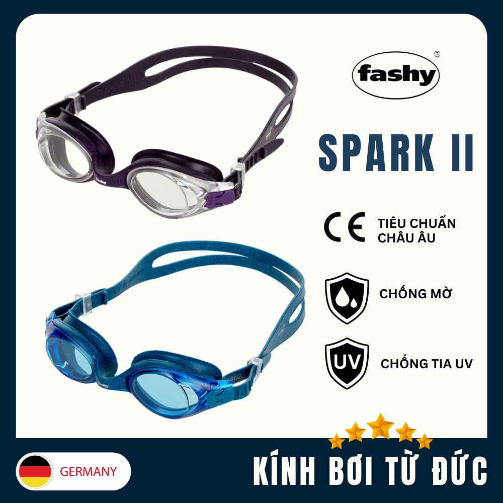 Kính bơi trẻ em nhập khẩu từ Đức thương hiệu Fashy dòng “Spark II”, tiêu chuẩn chất lượng Châu Âu chống mờ, chống tia UV Size M dành cho bé trai, bé gái từ 6 tuổi trở lên