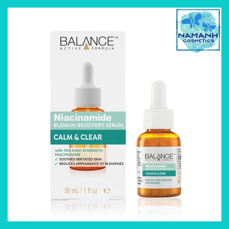 Tinh chất phục hồi cải thiện da mụn Balance Active Formula Niacinamide 15% Blemish Recovery Serum
