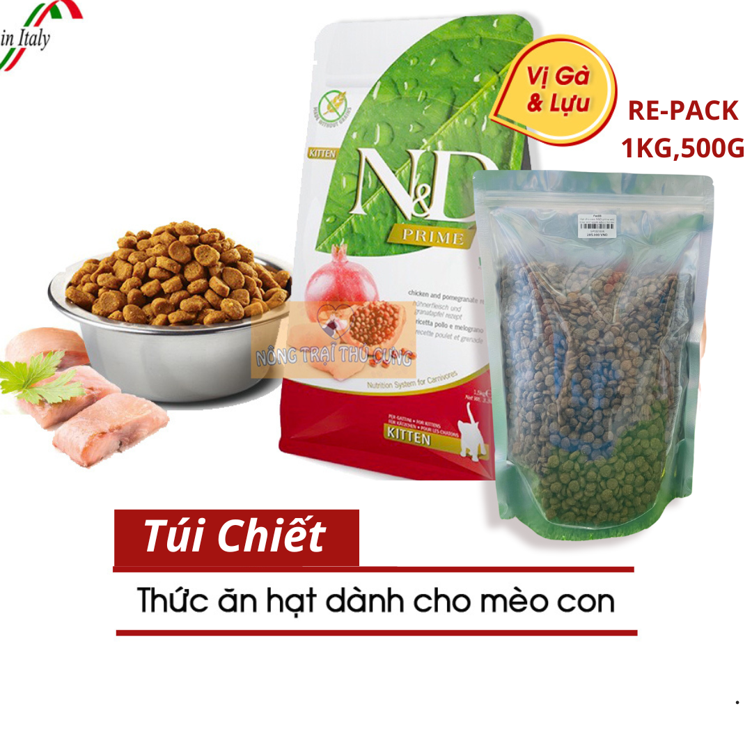 Thức Ăn Hạt N&D PRIME Kitten (Farmina) Cho Mèo Con - Vị Gà & Lựu Đỏ - [Nông Trại Thú Cưng]