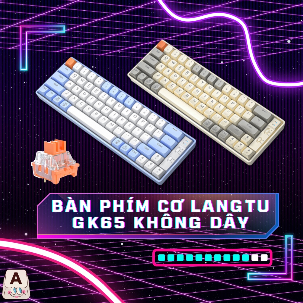 Bàn phím cơ không dây hotswap langtu gk65% custom switch