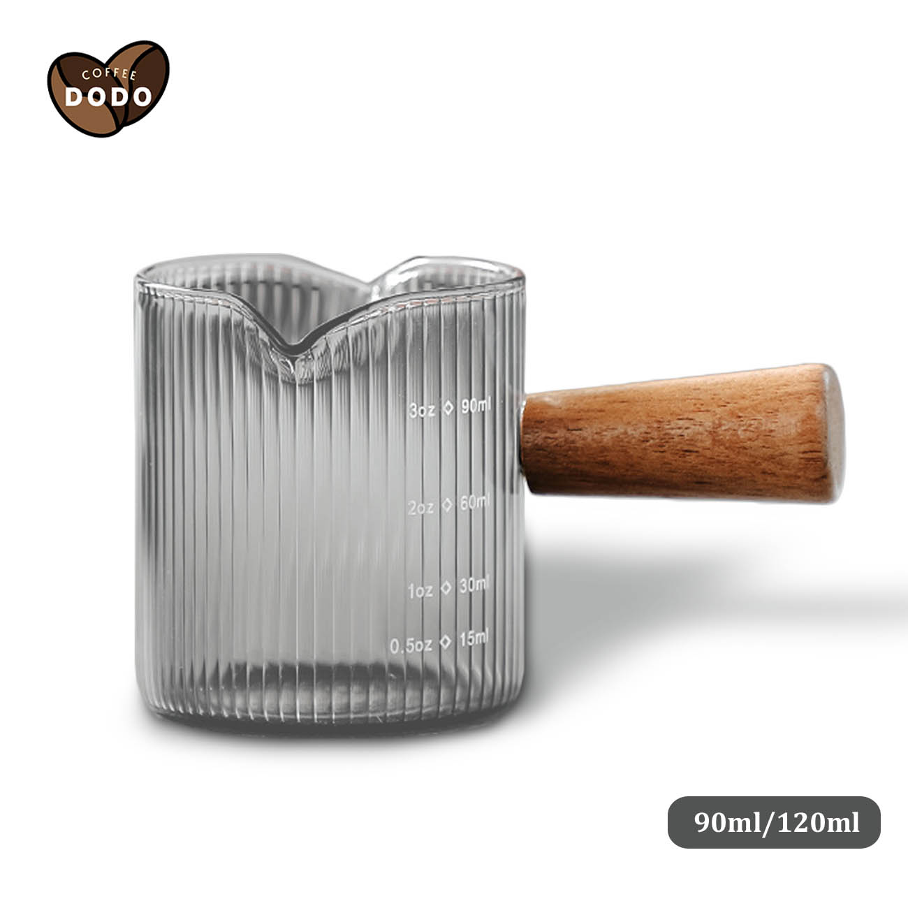 Cốc đong cà phê thủy tinh tay cầm gỗ mini 90ml 120ml Cốc đong cafe espresso chịu nhiệt có vạch đo Cốc ly đong Pha chế cà phê, sữa, sốt chấm Coffee measuring cup DODO