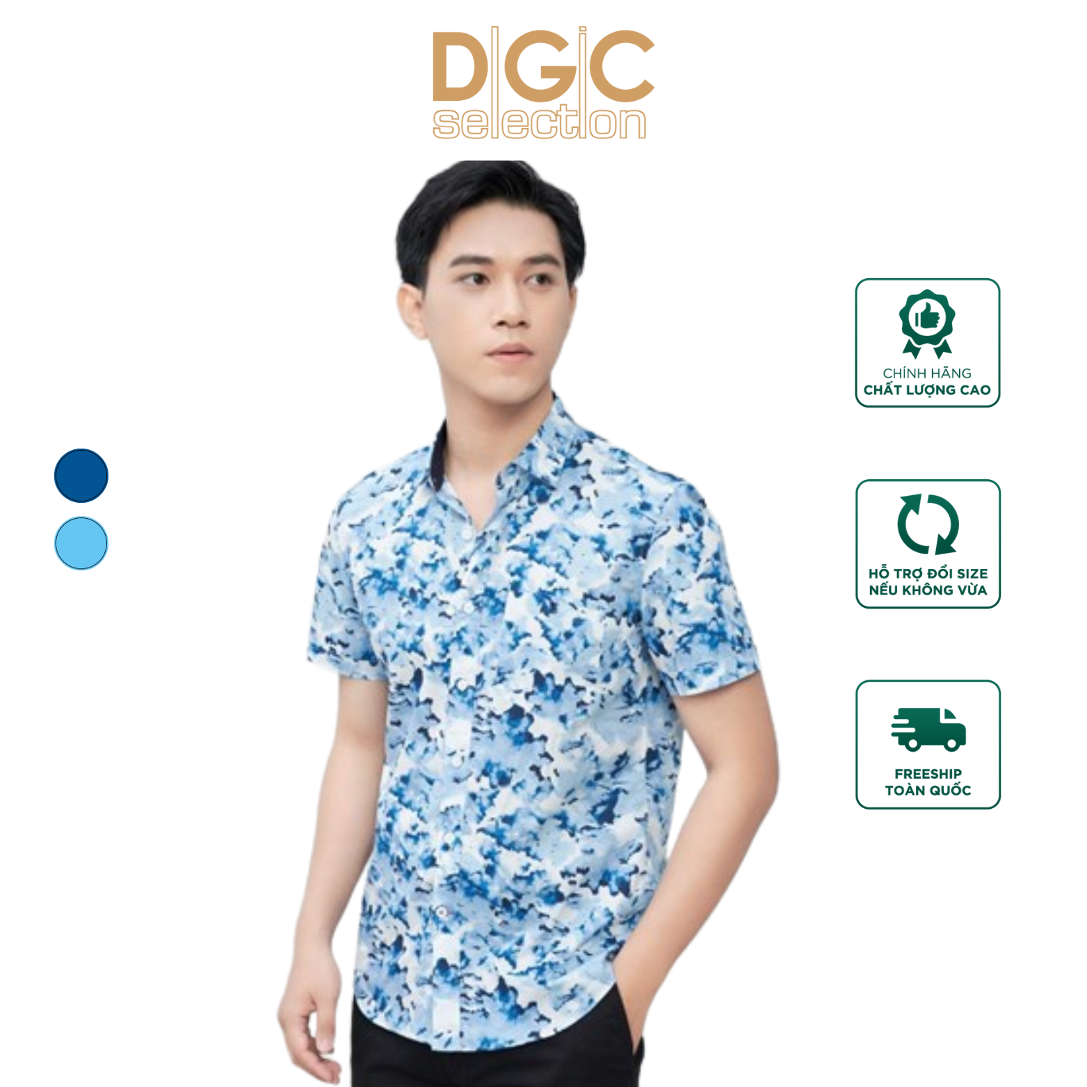 Áo sơ mi nam ngắn tay regular fit dgcs - sasncb11m