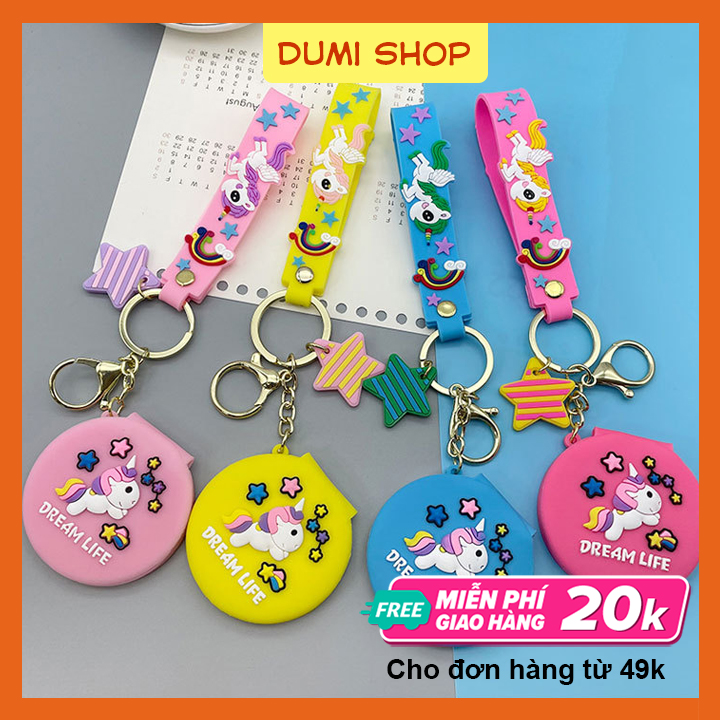 Móc khóa hình kỳ lân có gương 2in1 siêu tiện dụng - dumi shop