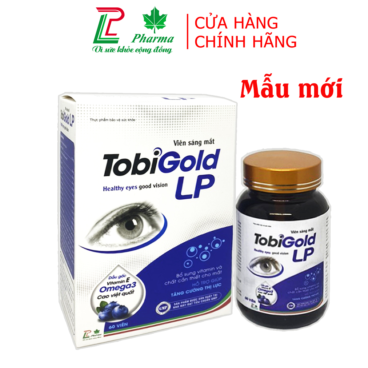 Viên Sáng Mắt TOBI GOLD LP  - thành phần cao việt quất, lutein - Giúp bổ mắt, giảm đau mỏi, khô mắt, ngăn ngừa cận thị hiệu quả - Hộp 60 viên