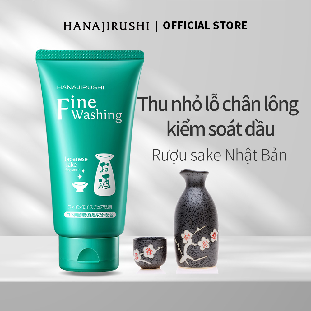 Sữa rửa mặt tinh chế lỗ chân lông Nước rửa mũi dâu tây 120g HANAJIRUSHI Japanese Sake Fine Washing
