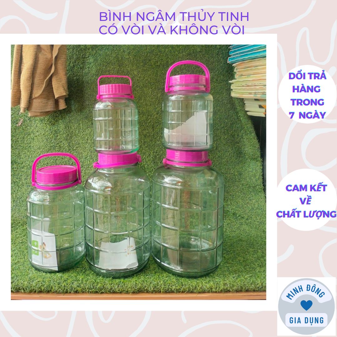 Bình ngâm rượu thủy tinh 3 lít, 5 lít, 8 lít, 10 lít quai xách có cả loại vòi