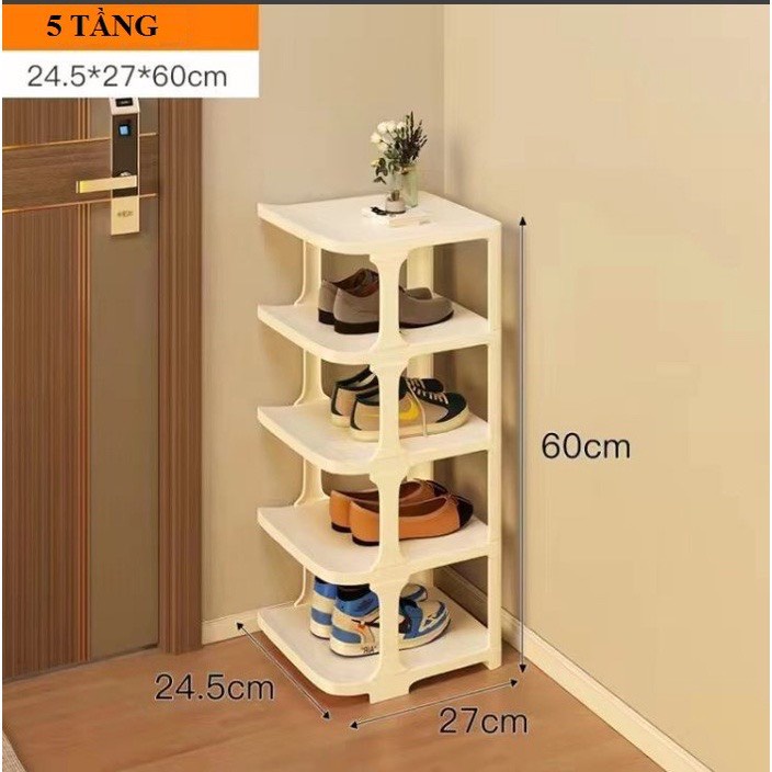 kệ để giày, Giá để giày 5 tầng kiểu mới đa năng thông minh chất liệu nhựa cao cấp