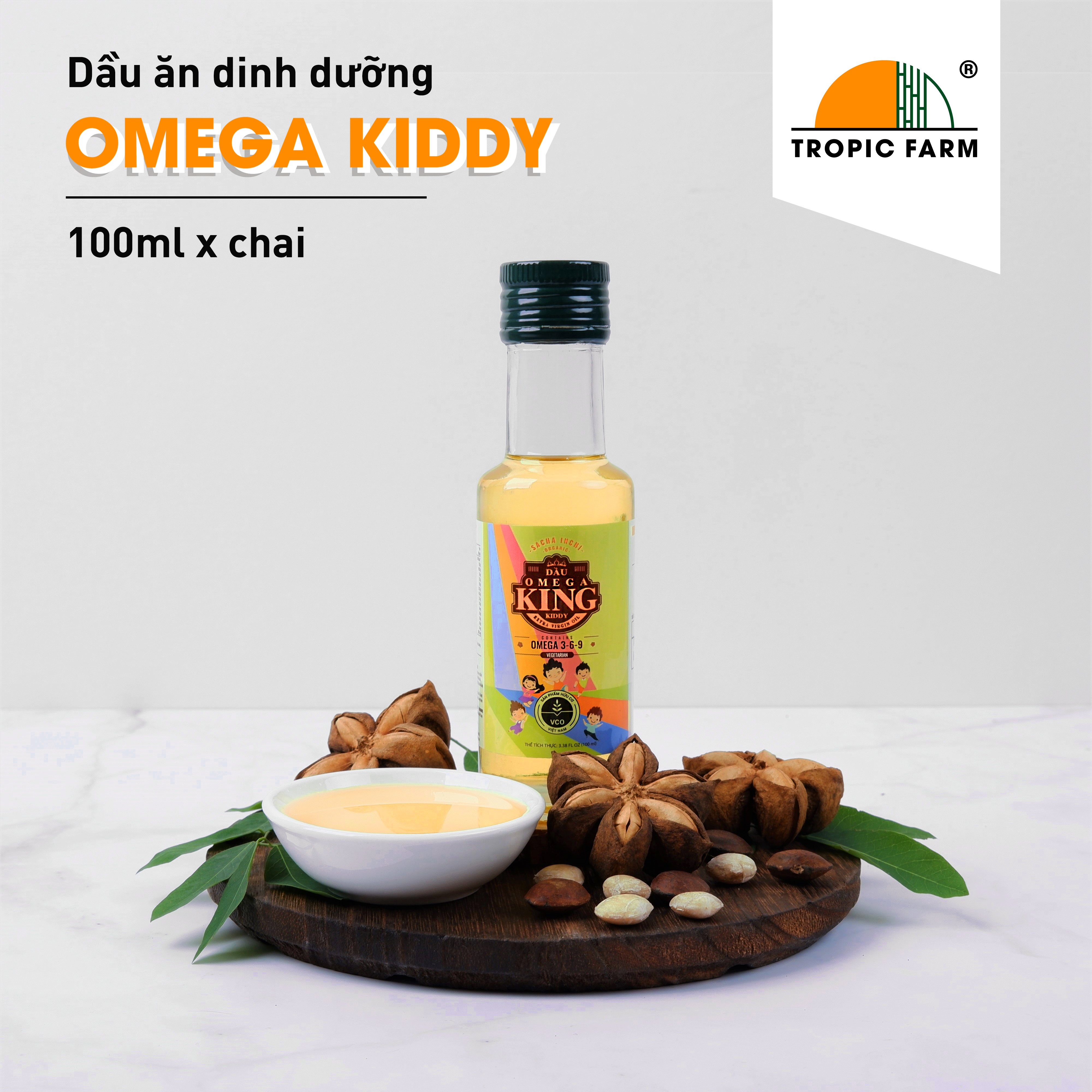 Dầu ăn dặm sachi hữu cơ 100% nguyên chất | omega king kiddy 100ml | bổ sung omega 369 cho bé