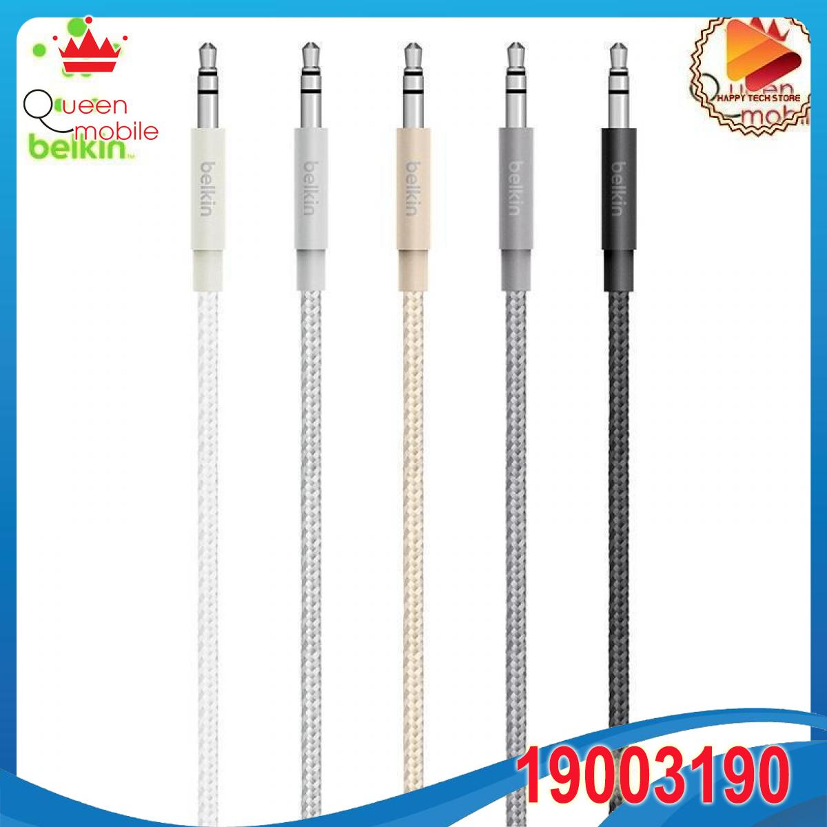 Cáp nhập k hẩu Mỹ Belkin âm thanh cực chuẩn Aux 3.5mm siêu bền bện hợp kim nhôm cao cấp 1.2m - AV10164bt04