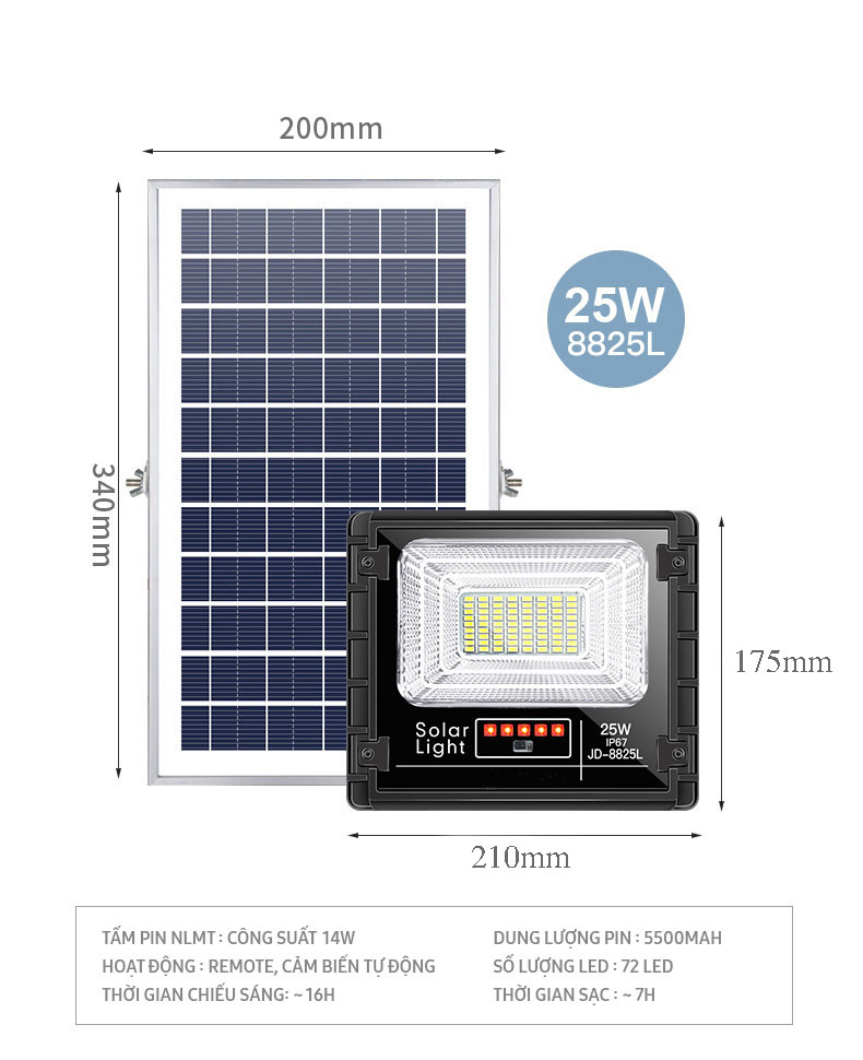 Đèn led năng lượng mặt trời Việt Solar - jd8825L