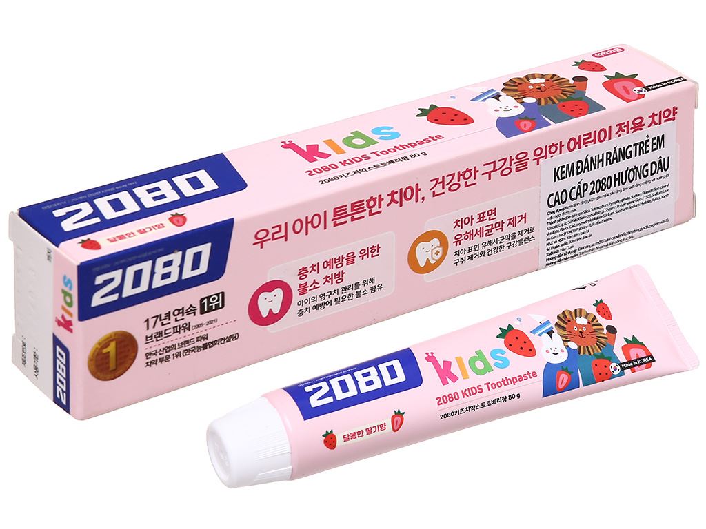 XẢ HÀNG Kem đánh răng trẻ em Hàn Quốc 2080 hương dâu nuốt được DATE 30 5