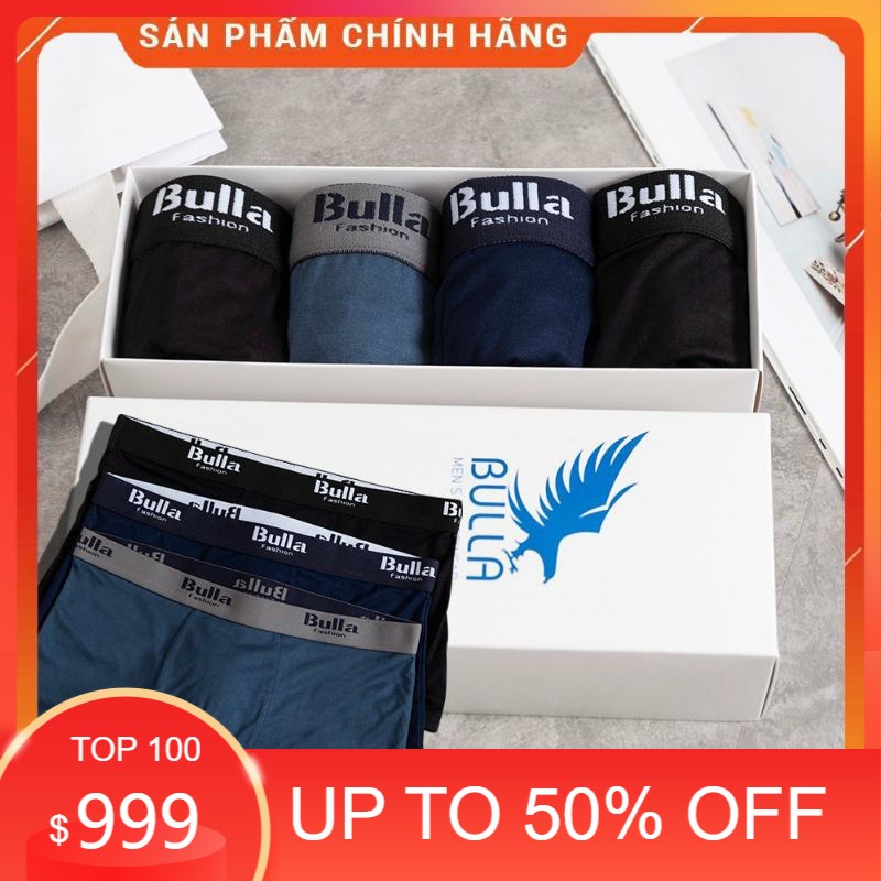 Hộp 4 quần lót nam sịp đùi cao cấp Bulla cotton siêu chất