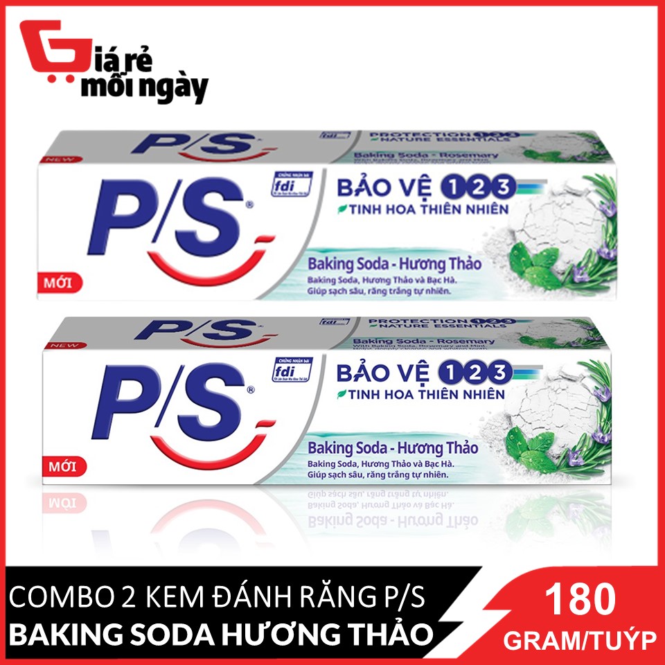 Combo 2 tuýp kem đánh răng p/s baking soda hương thảo 180gx2