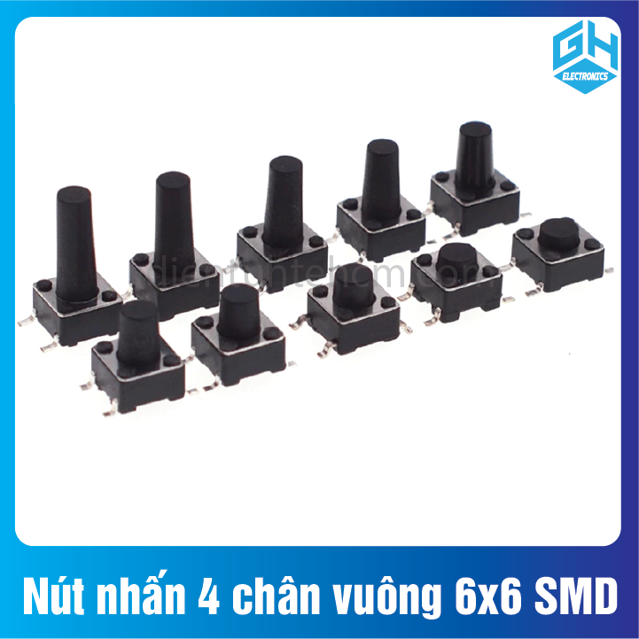 Com bo 20 nút nhấn 4 chân vuông 6x6 chân dán smd