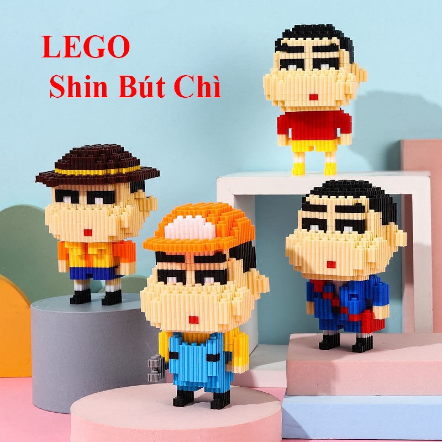 Đồ chơi lắp ráp, đồ chơi lắp ɡhép 3d shin cậu bé bút chì, lego 3d shin bút chì