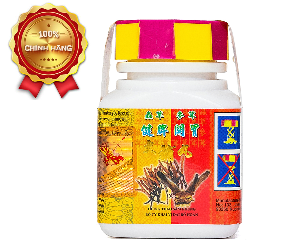 Giúp ăn khỏe, ngủ ngon, tăng cân an toàn, bồi bổ cơ thể, hỗ trợ nâng cao sức khỏe - Viên uống Trùng Thảo Sâm Nhung nhập khẩu Malaysia thành phần 100% thảo dược - Lọ 34 viên