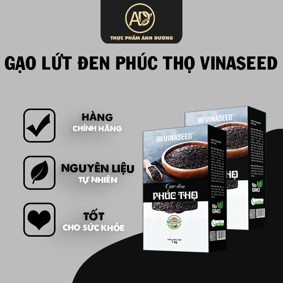 Gạo lứt đen phúc thọ vinaseed - hàng chính hãng - 1kg