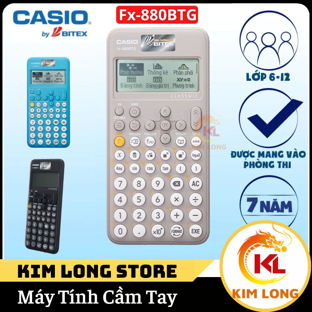 Máy tính casio fx 880btg/ fx580vnx, tốc độ xử lý nhanh, 1 đổi 1 nếu lỗi trong năm đầu tiên, bảo hành 7 năm