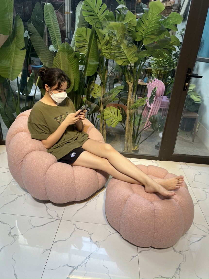 Ghế sofa thư giãn bí ngô kèm đôn_Lưu ý đặt hàng qua zalo