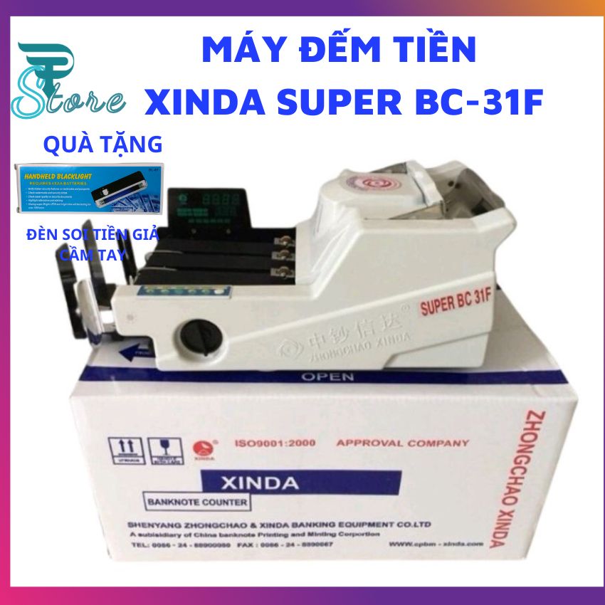 Máy đếm tiền Xinda Super BC-31F, máy kiểm giả chính xác cao, phát hiện tiền khác loại, nhận biết mệnh giá