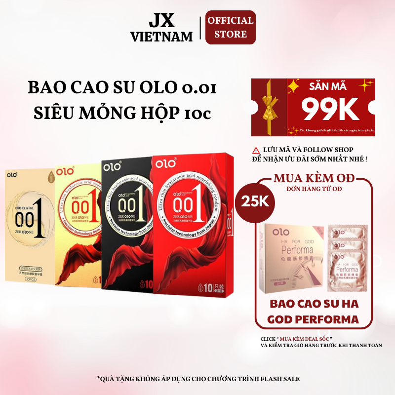 Combo 4 Hộp Bao cao su OLO 001 siêu mỏng hộp dài 10c [CHÍNH HÃNG 100%]