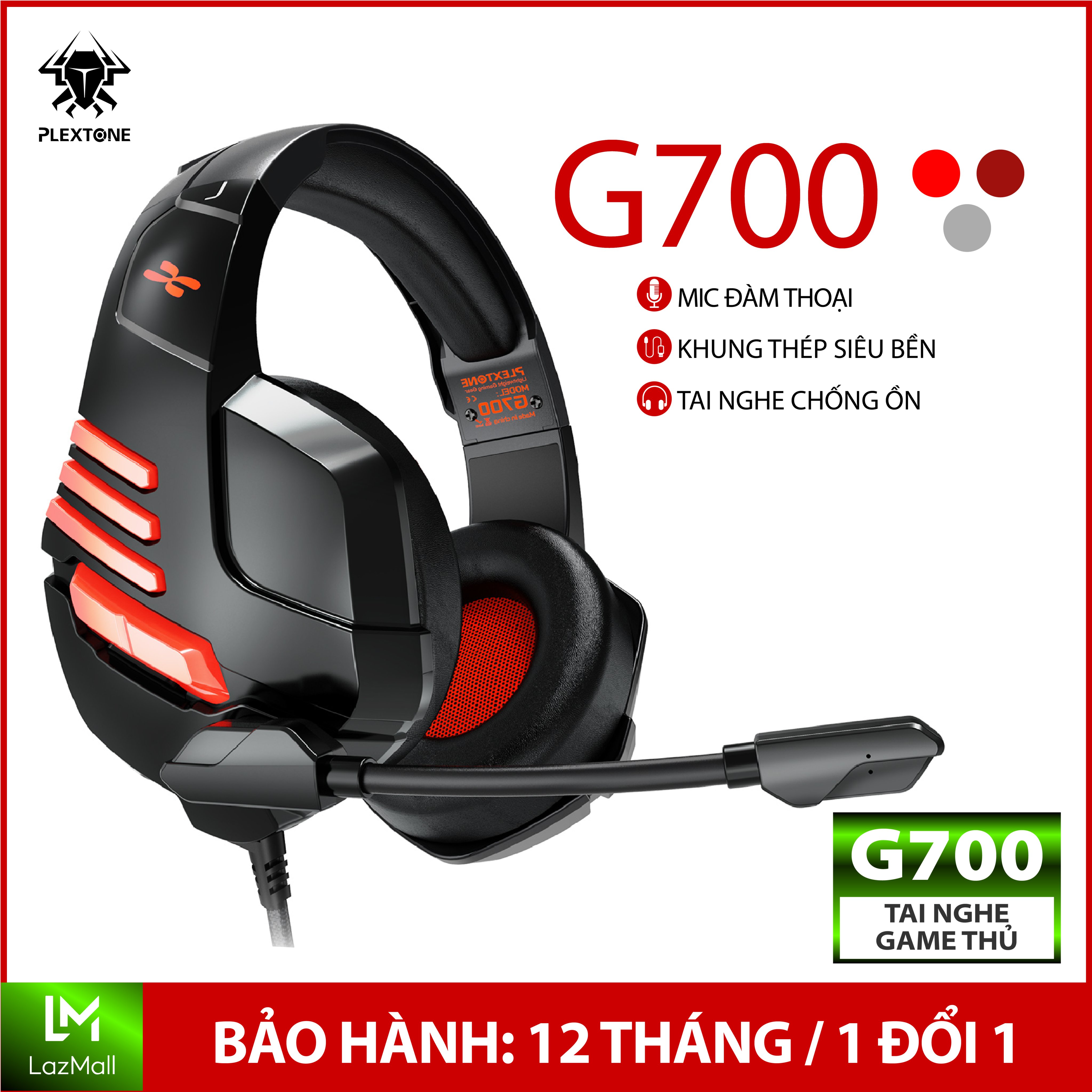 Tai nghe gaming chụp tai Plextone G700, tai nghe có mic xoay 180 độ, dây dù 1.2m, màng loa bọc da 50mm tai nghe chống ồn, khung thép siêu bền, sử dụng cho cả điện thoại và máy tính, bảo hành 12 tháng 1 đổi 1.