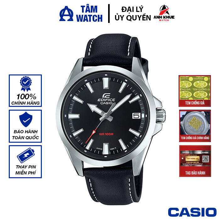 Đồng hồ nam dây da Casio Edifice chính hãng Anh Khuê EFV-100L-1AVUDF (42mm)