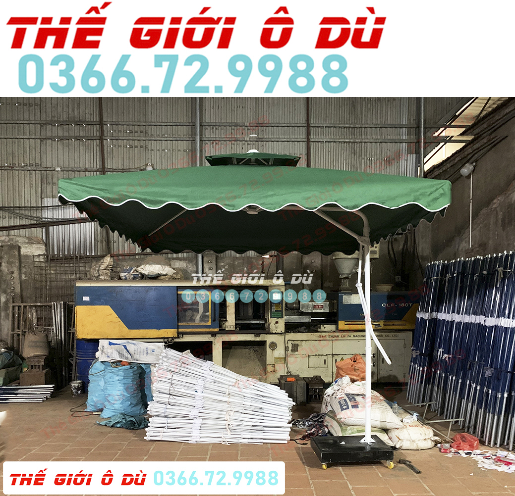 Ô lệch tâm mái vuông 2.5Mx2.5M Che mưa che nắng ( Đã bao gồm chân đế chưa bê tông)
