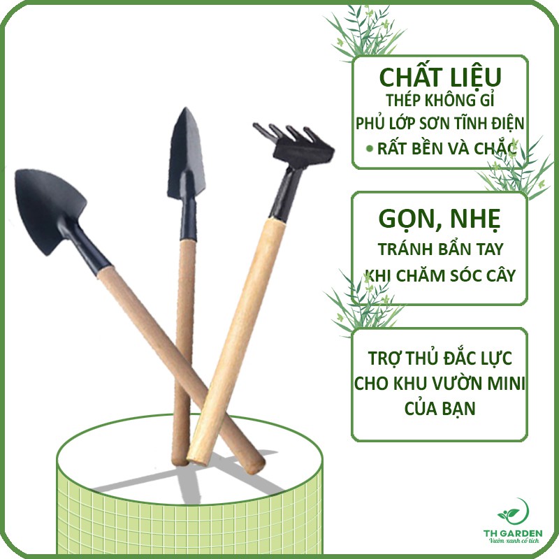 Bộ Dụng Cụ Làm Vườn Trồng Cây Mini 3 Món Nhỏ Gọn Tiện Dụng P4U