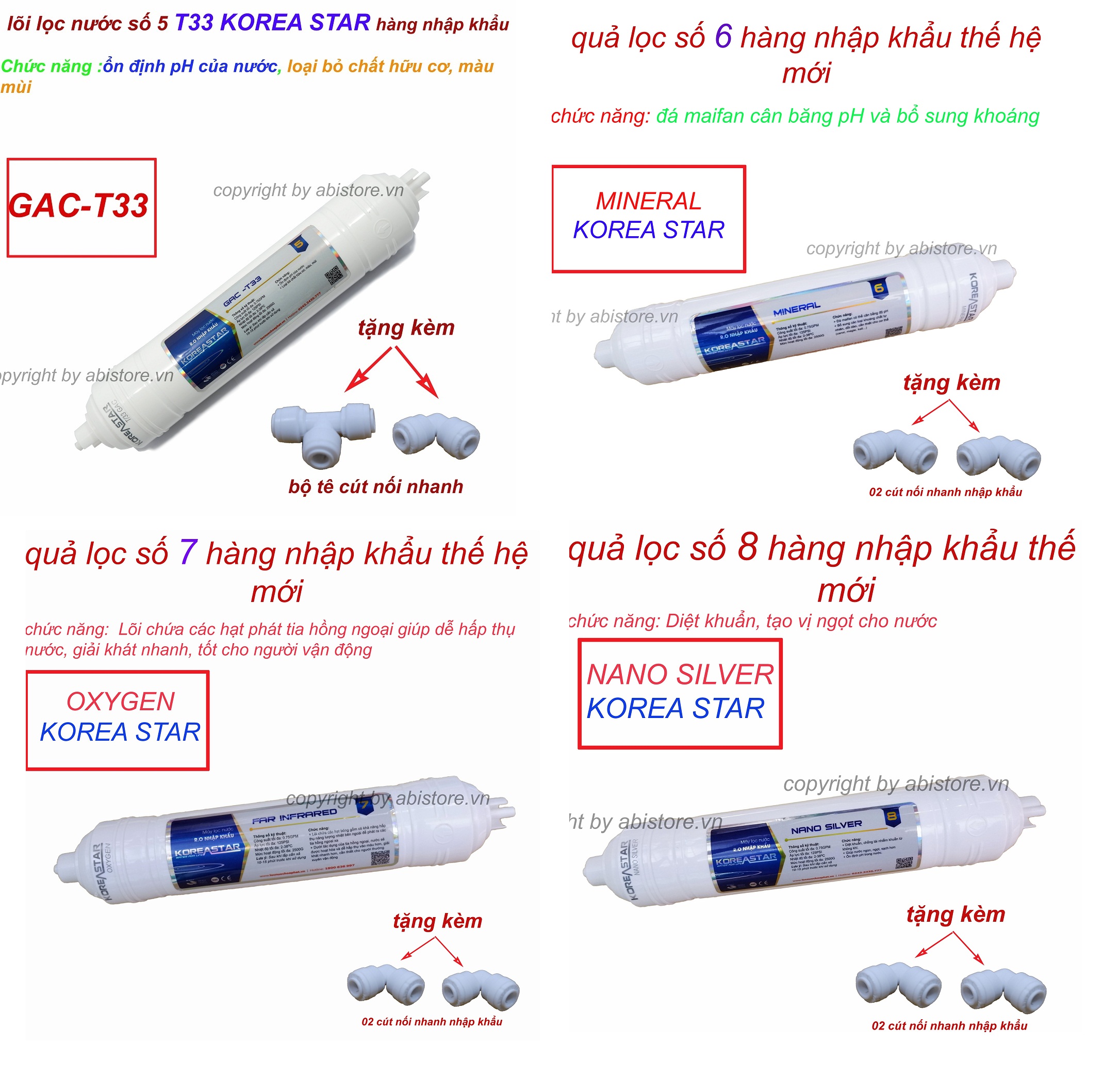 Combo lõi lọc nước số  5 6 7 8 koreastar nhập khẩu