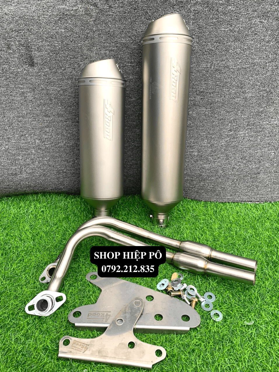 Pô 4 ROAD ngắn nhập khẩu gắn các dòng xe ga kèm cổ, bát, ốc hoặc không gắn như zin