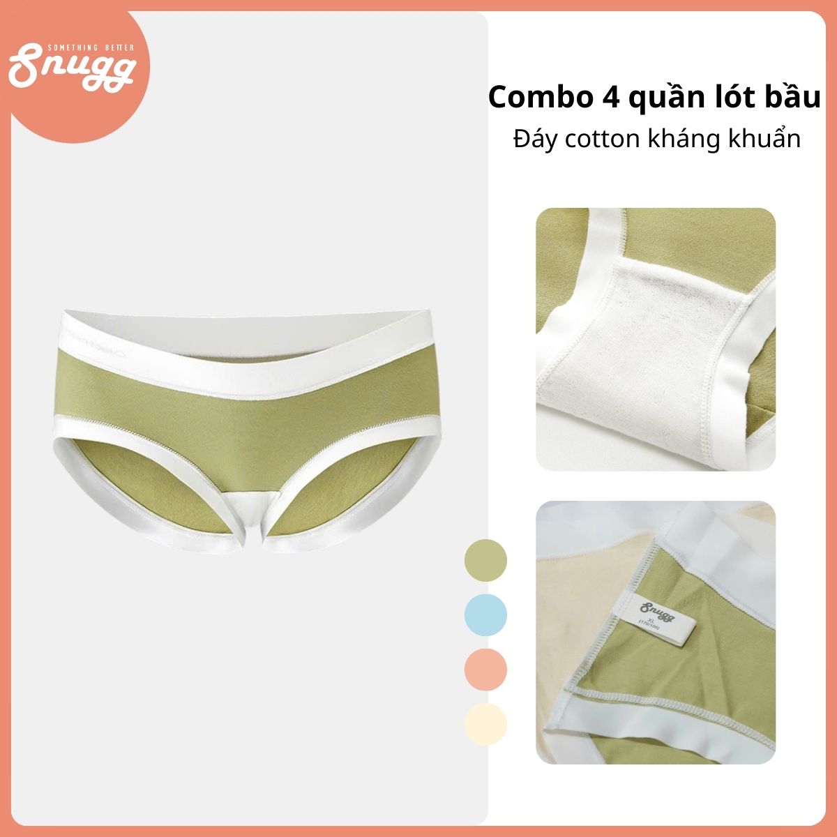 Combo 4 quần lót bầu và sau sinh Cotton Spandex đáy kháng khuẩn cấp độ 5A Snugg - SNU2241