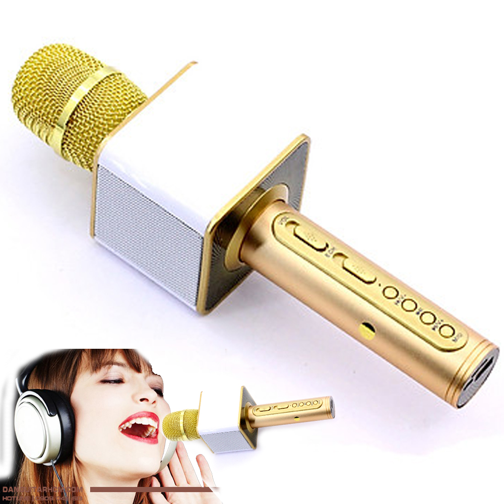 Mic hát karaoke không dây SD08 kèm loa bluetooth âm thanh to trầm ấm, míc hát bắt giọng
