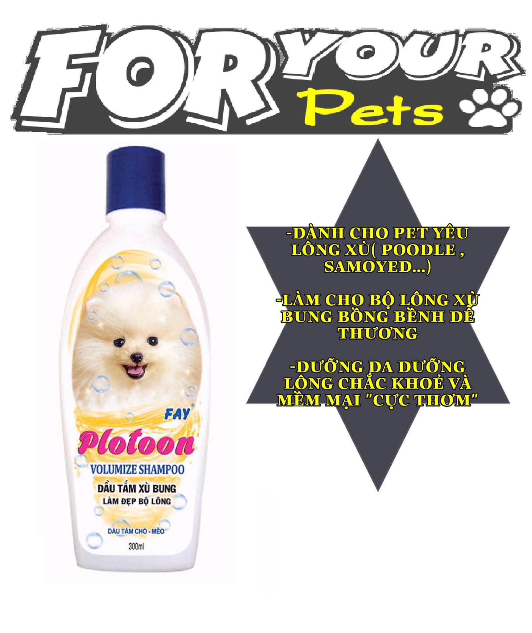 [HCM]SỮA TẮM PLOTOON 300ML CHO POÔDLE SAMOYED BICHON POMẺANIAN... CHÓ LÔNG XÙ BUNG