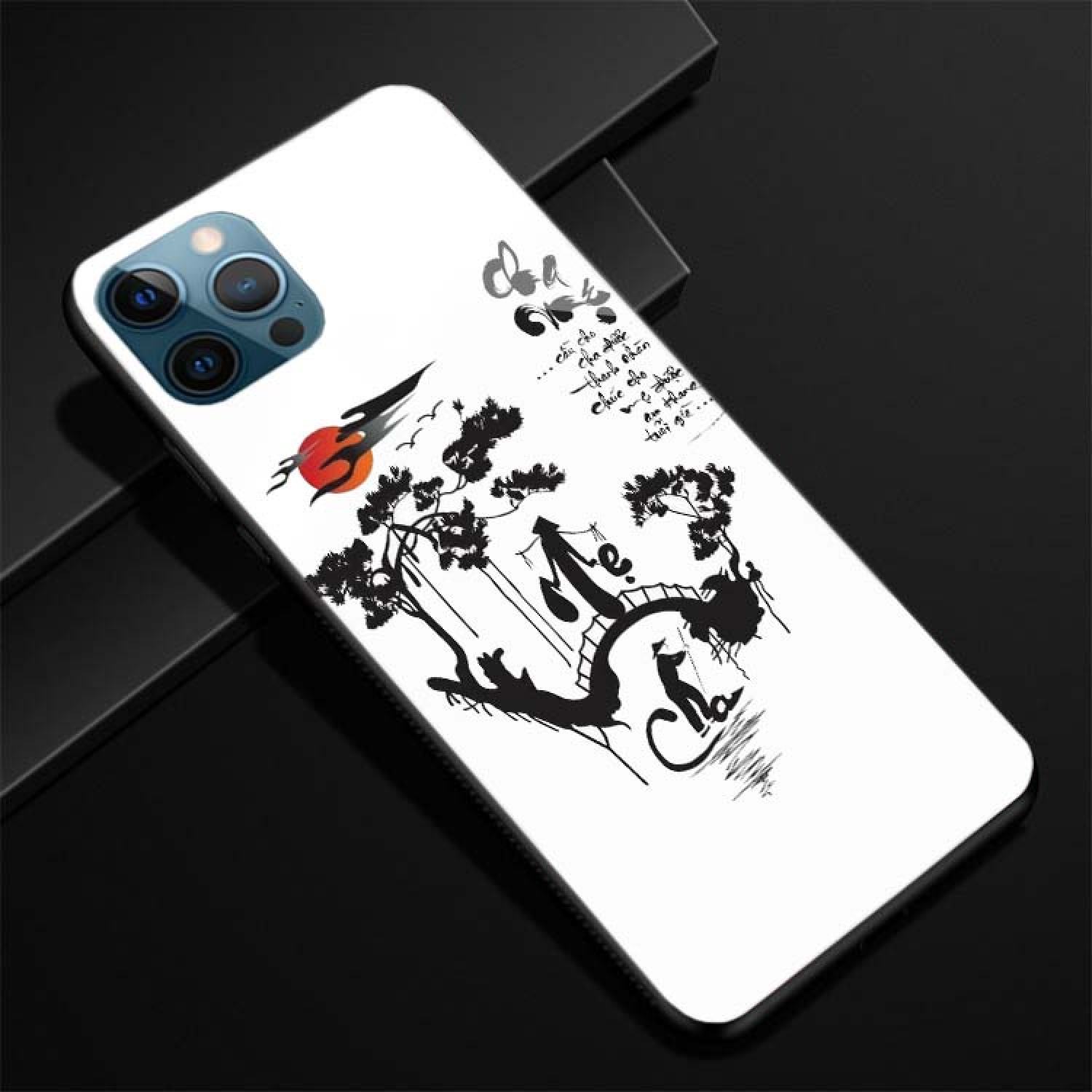 Ốp iρhone 12, 12 Pro, 12 Promax Lưng Kính Cường Lực, In Hình 3D, Thiết Kế Độc Quyền