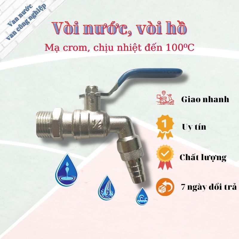 Vòi đồng vòi hồ phi 21 vòi khoá nước crom đồng thau dùng cho nước nóng